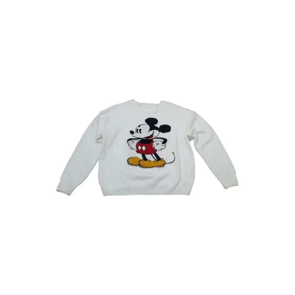 Disney Mickey Mouse Acrylic Sweater Women's Size L White long sleeves - Picture 3 of 8